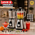 Liquidificador Multiuso Lumax Pro™ Com 2 Jarras de Vidro + BRINDE Porta Tempero Vertical 16 Potes - COMPRE 1 LEVE 2